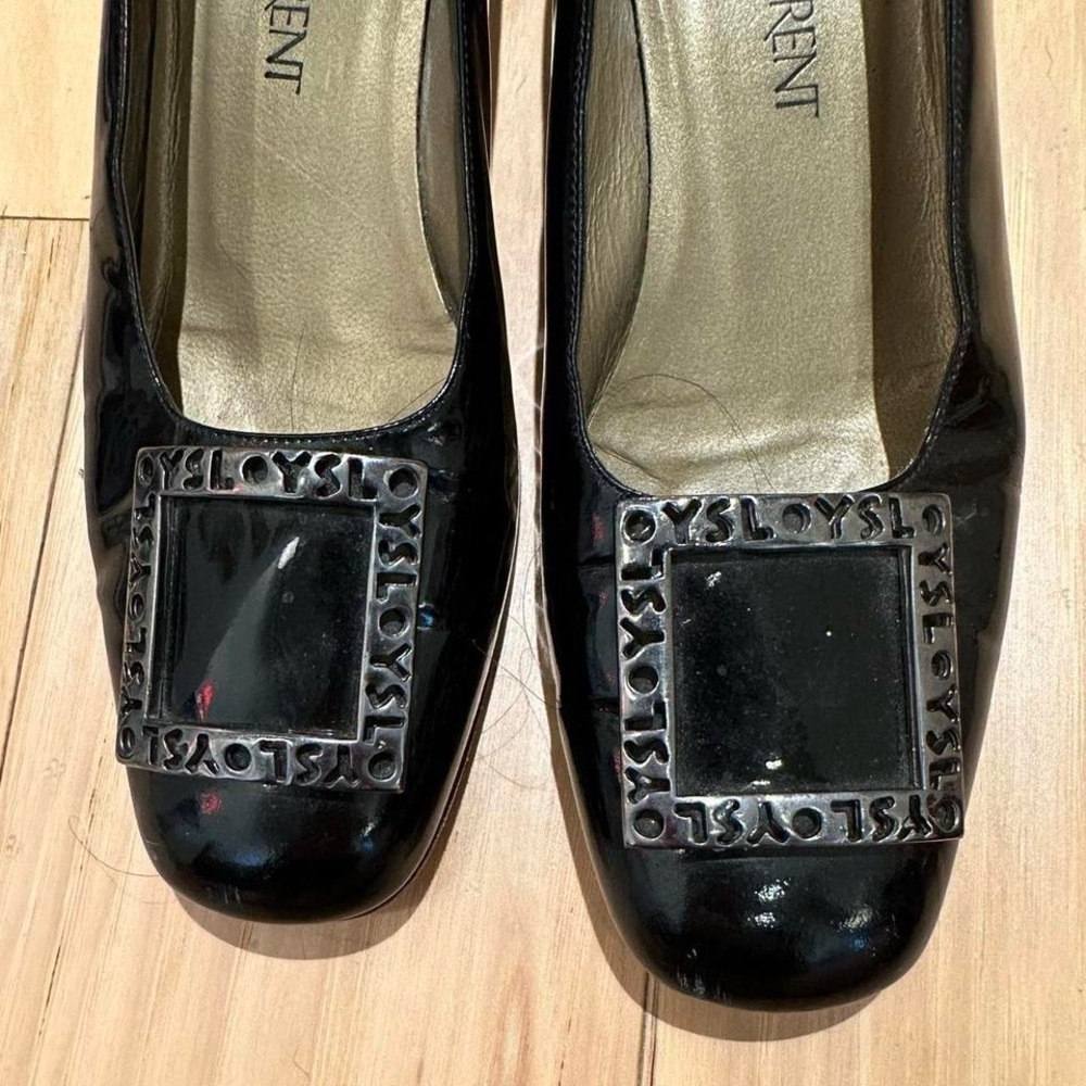 Yves Saint Laurent Black Heels with Silver Accents - Picture 7 of 8